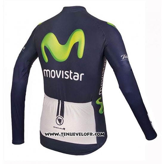 2016 Maillot Ciclismo Movistar Vert et Bleu Manches Longues et Cuissard